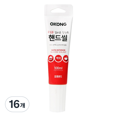 오공 욕실용 실리콘 실란트 핸드씰 백색, 16개