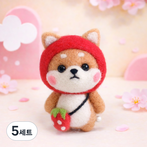 아트조이 DIY 양모펠트 키트, 5세트, 딸기시바