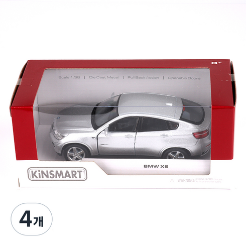 킨스마트 BMW X6 자동차 장난감 KT5336, 실버, 4개