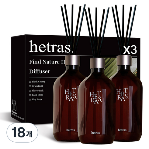 헤트라스 대용량 디퓨저, 플라워파크, 500ml, 18개