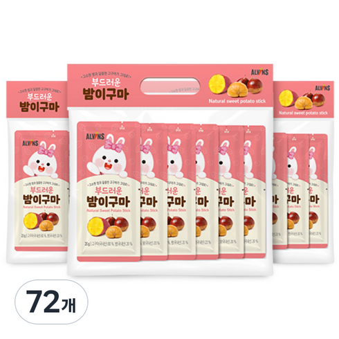 엘빈즈 부드러운 밤이구마 말랭이, 고구마, 72개, 20g