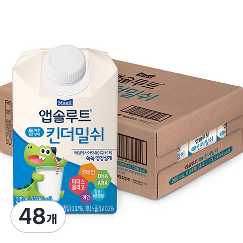앱솔루트 킨더밀쉬, 200ml, 48개, 우유맛