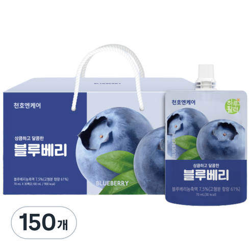 하루활력 상큼하고 달콤한 블루베리즙, 70ml, 150개