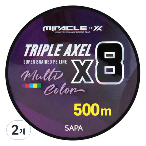 싸파 미라클 트리플악셀 합사줄 X8 3호, 오색 멀티, 2개