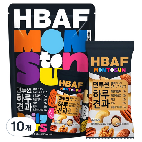 바프 먼투썬 하루견과 블랙, 200g, 10개