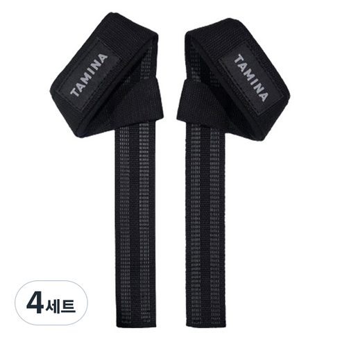 타미나스포츠 헬스 리프팅 논슬립 스트랩 양손용, 블랙, 4세트