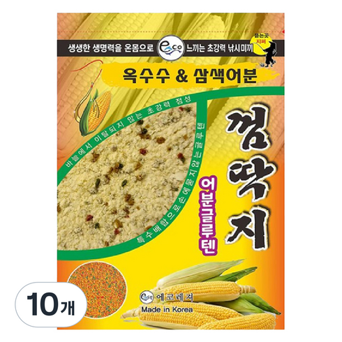 에코레져 껌딱지 옥수수 삼색어분 어분글루텐 떡밥, 10개, 300g