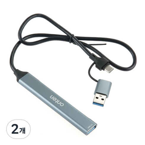 컴스 USB C타입 / A타입 허브 SD / TF 멀티 카드리더기, FW628, 그레이, 2개
