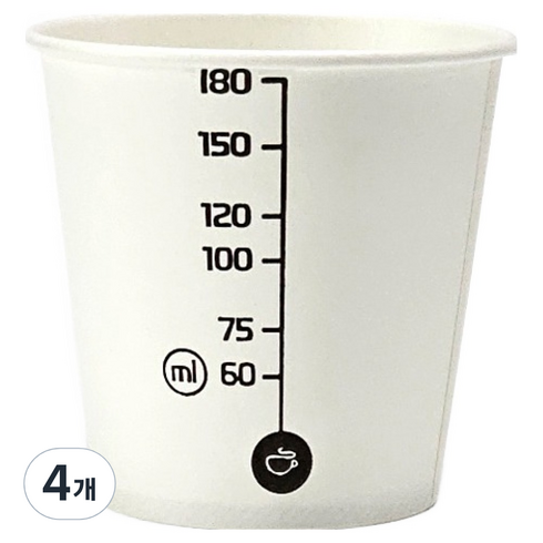 계량 눈금 곰 종이컵 184ml, 4개, 1000개입