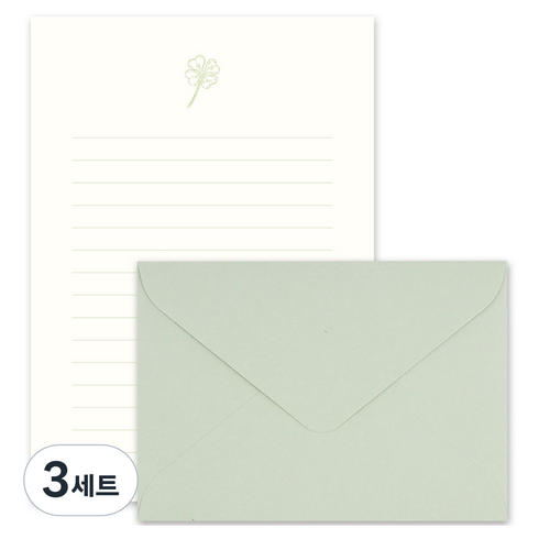 대시앤도트 에버모어 레터프레스 편지지 4p + 봉투 2p 세트, 03 wish clover, 3세트