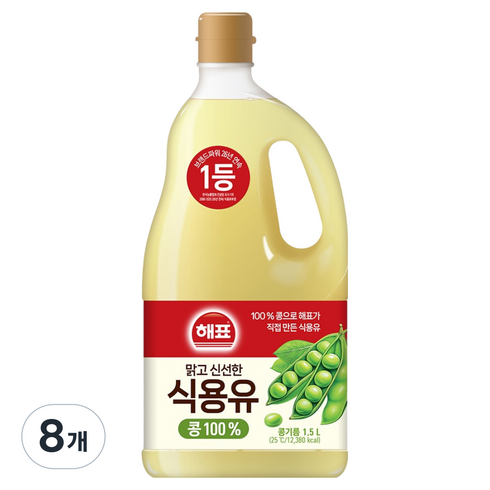 해표 콩기름 식용유, 1.5L, 8개