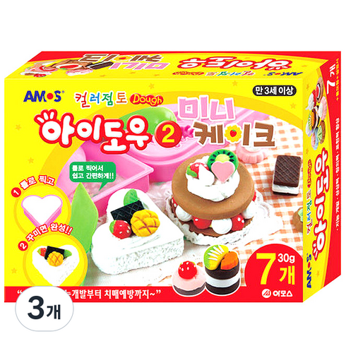 아모스 6000 아이도우 미니 케익 만들기, 혼합색상, 150g, 3개