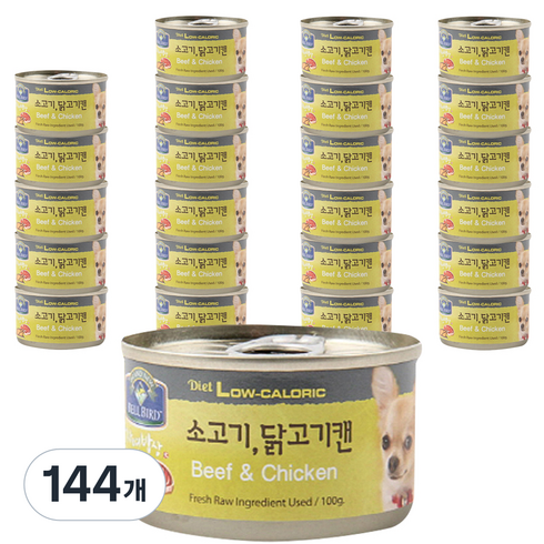 벨버드 자연밥상 소고기닭고기 강아지 간식 캔, 혼합맛(소고기/닭고기), 100g, 144개