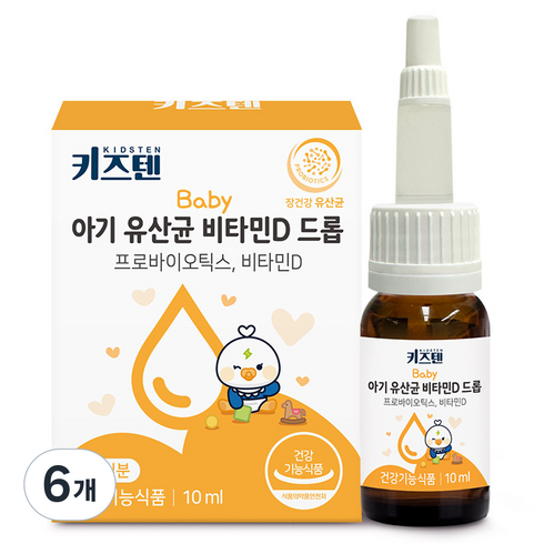 키즈텐 아기 유산균 비타민D 드롭, 10ml, 6개