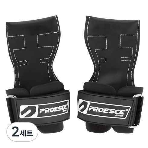 프로이스 프로페셔널 이지그립 헬스스트랩, 블랙, 2세트