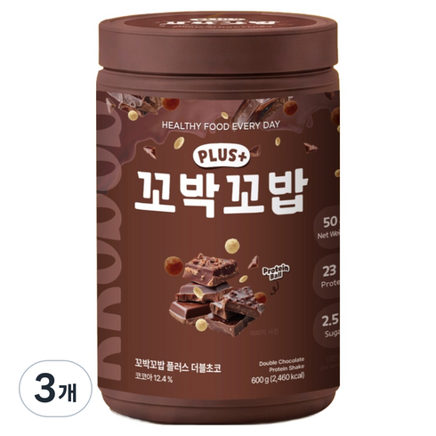 꼬박꼬밥 플러스 단백질 쉐이크 더블초코, 600g, 3개