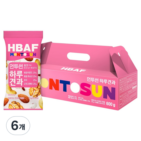 바프 먼투썬 하루견과 핑크, 600g, 6개