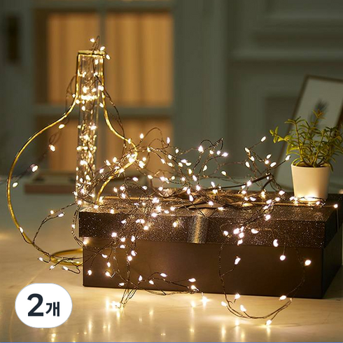 하우쎈스 LED 브랜치전구 200구, 블랙(전선) + 골드(전구), 2개