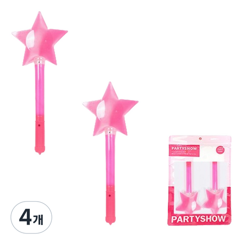 파티쇼 LED 스타별 야광봉 2p, 핑크, 4개