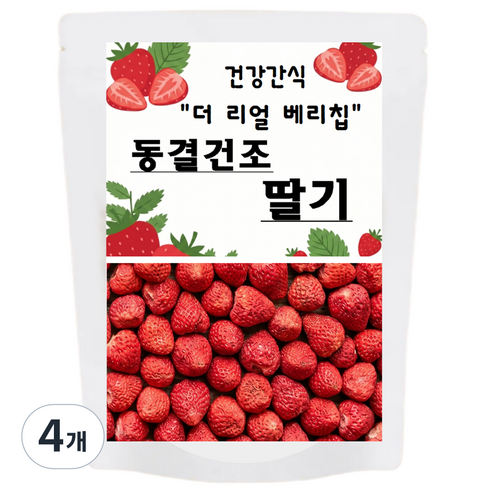 올리브잇 건강간식 더 리얼 베리칩 동결건조 딸기, 350g, 4개