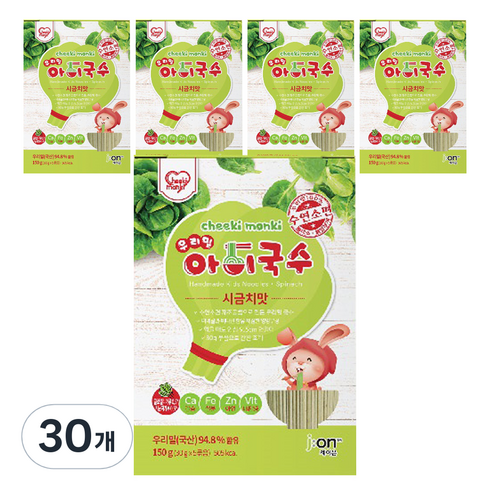치키몽키 우리밀 아이국수, 시금치맛, 150g, 30개