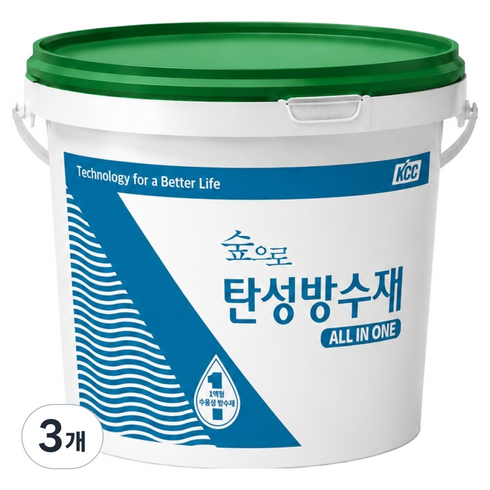 KCC숲으로 탄성방수재 올인원 페인트, 녹색, 4kg, 3개
