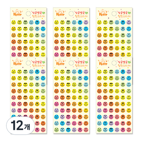 쁘띠팬시 싱글벙글 칭찬스티커 DA5237, 혼합 색상, 12개