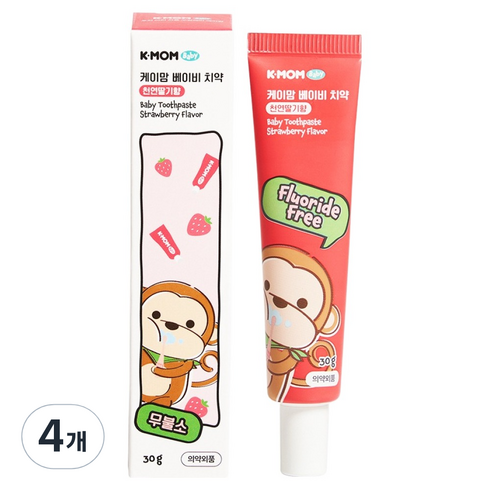 케이맘 유아용 치약 딸기향, 30g, 4개