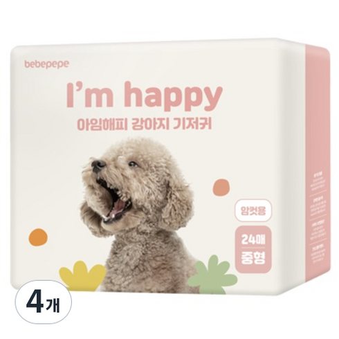 베베페페 강아지 기저귀 암컷용, 중형, 24개입, 4개