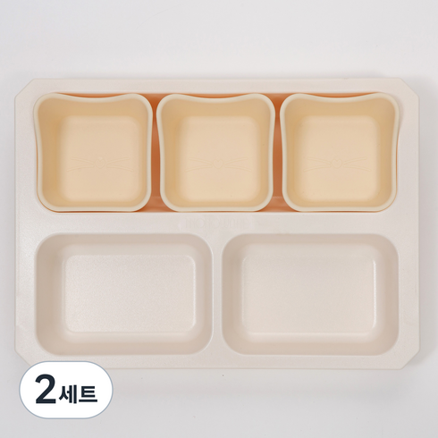 아띠홈 쁘띠캣 유아식판 세트, 버터, 2세트, 트레이 + 반찬볼 3p
