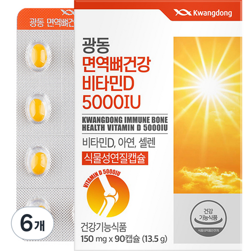 광동 면역 뼈건강 비타민D 5000IU 13.5g, 90정, 6개