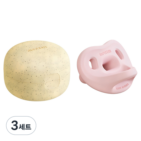 모윰 올 실리콘 마카롱 쪽쪽이 노리개젖꼭지 + 전용 케이스, 1단계(1~3개월), 코튼핑크, 3세트