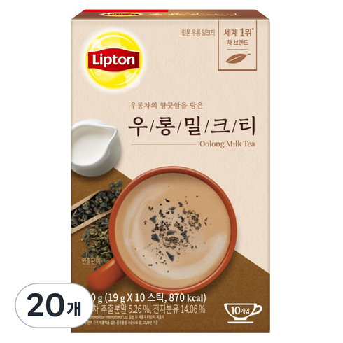 립톤 우롱 밀크티, 19g, 1개입, 20개