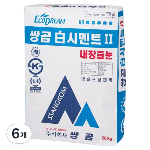 쌍곰 백시멘트 2 내장줄눈 20kg, 6개