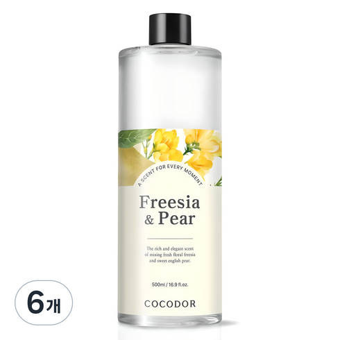 코코도르 대용량 디퓨저 리필, 프리지아앤페어, 500ml, 6개