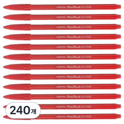 문화연필 프릭스펜 알파 사인펜 0.3mm, 빨강, 240개