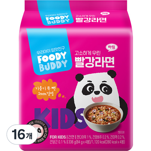 푸디버디 빨강라면, 84g, 16개