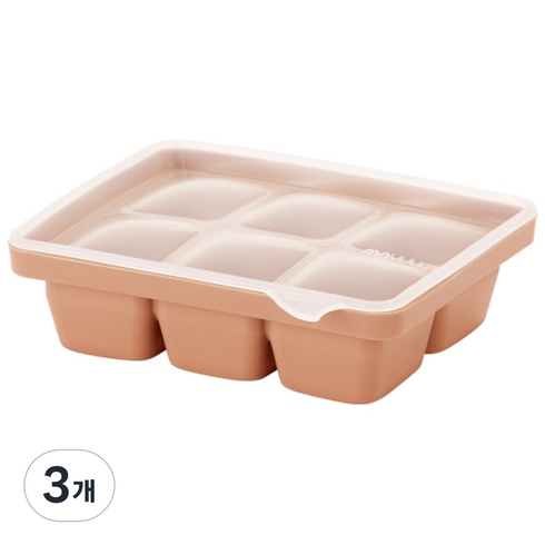 모윰 유아용 프리미엄 실리콘 이유식 큐브 6구, 테라코타, 3개, 360ml