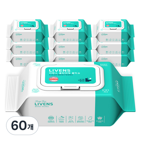 리벤스 소프트 클린 화장실 비데티슈 캡형, 55g, 100매, 60개