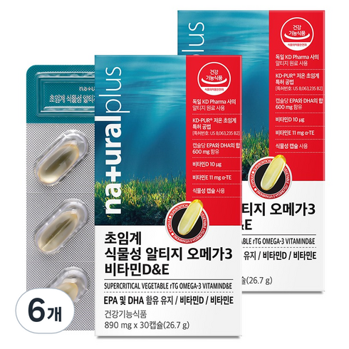내츄럴플러스 초임계 식물성 알티지 오메가3 비타민DE, 30정, 6개