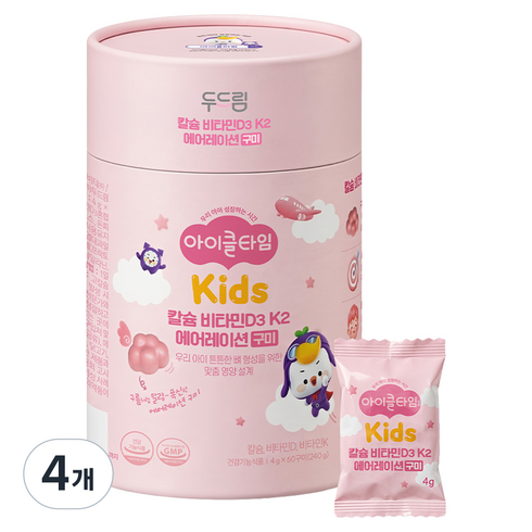 아이클타임 두드림 칼슘 비타민D3 K2 에어레이션 딸기우유맛 30회분, 4개