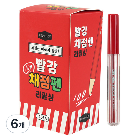 핑크풋 채점펜 리필심 20p, 1색, 6개