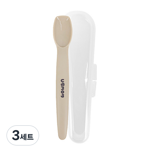 유비맘 실리콘 이유식 스푼 케이스 세트, 초코, 3세트