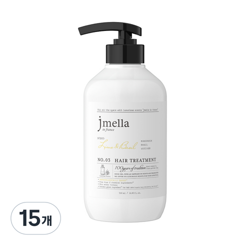 제이멜라 인 프랑스 라임 앤 바질 헤어 트리트먼트 시트러스향, 15개, 500ml