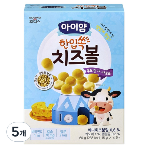 아이얌 일동후디스 한입쏙 치즈볼, 60g, 5개, 치즈맛
