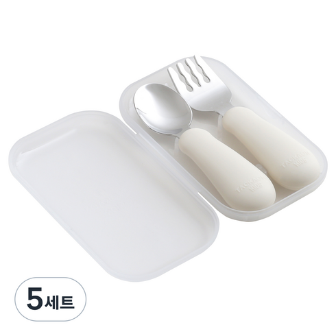 탁가온 유아용 123 실리콘 S 스푼 + 포크 + 케이스세트, 아이보리, 123 스푼포크(S)+케이스, 5세트
