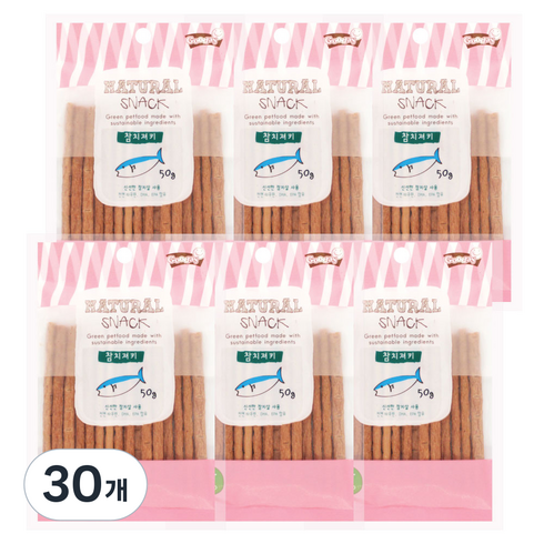 굿데이 네츄럴 스낵 고양이 간식, 참치져키, 50g, 30개