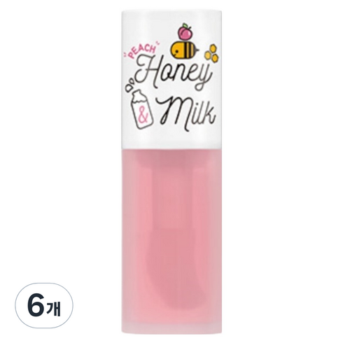 어퓨 허니앤밀크 립 오일 라이트, 피치, 5g, 6개