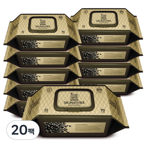 네이쳐러브메레 시그니처 검은콩 물티슈 캡형, 80g, 70매, 20개