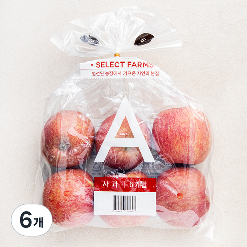셀렉트팜 GAP 인증 A 사과, 1kg(소과, 6입), 6개